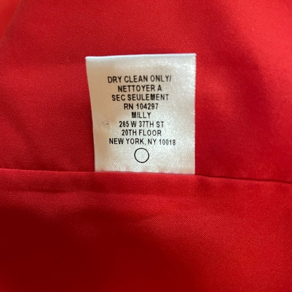 Milly Red Sleeveless A-Line Dress Square Neck Peplum Asymmetrical Ruffle Size 6 - Picture 13 of 13